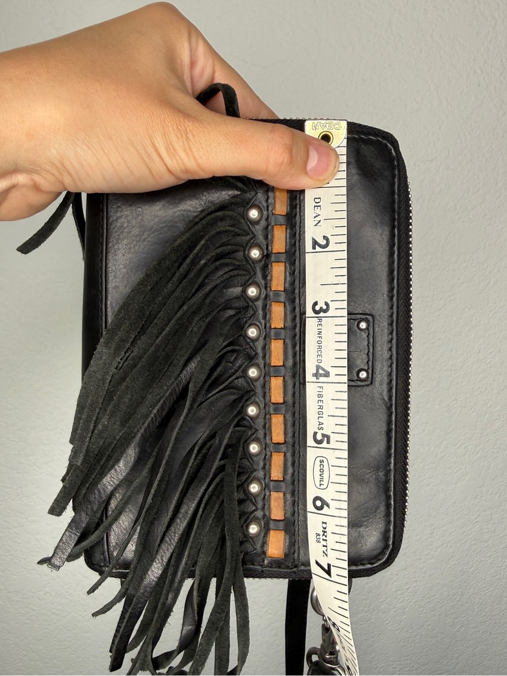 STS Ranchwear Black Fringe Crossbody Wallet Bag Stud Accents OS - Picture 11 of 12